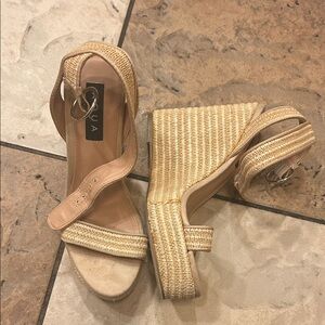 Aqua Women's Beige Wedge Sandals